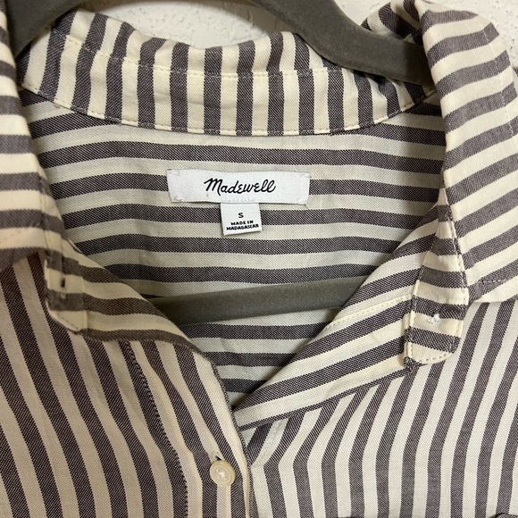 Madewell Tie Front Shirt Maitland Stripe Button Front Long Sleeves Size S - Picture 4 of 8